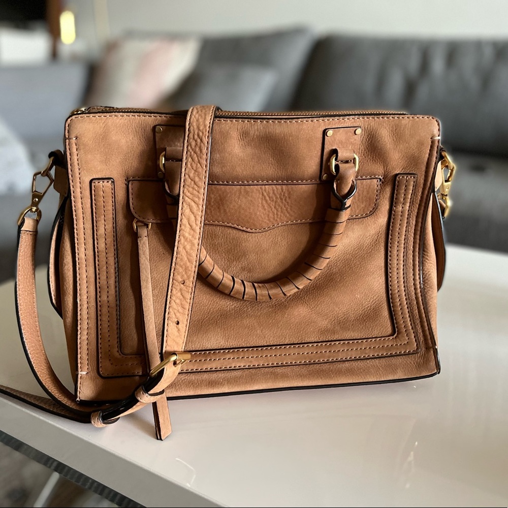 Rebecca Minkoff tan suede crossbody bag